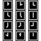 Square clocks showing different time hours symbols icons signs logos simple black and white colored set 2