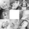 Square collage of eight black and white of a sleeping newborn baby