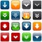 Square color download icons.