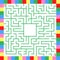 Square color labyrinth. An interesting game for children. Simple flat vector illustration isolated on white background