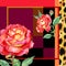 Square composition, design with roses and leopard skin