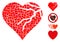 Square Corrupted Love Heart Icon Vector Mosaic