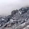 Square crop Bridal Veil Falls in scenic Provo canyon with frozen waterfall in winter