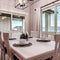 Square crop Dining room with mountain lake neighborhood and porch view through the windows