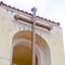 Square Cross mounted to the exterior of a church tower