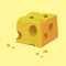 Square cube yellow cheese