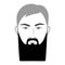 Square Cut Beard style men in face illustration Facial hair mustache. Vector grey black portrait male Fashion template