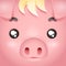 Square cute swine pig cartoon character design vector illustration