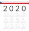 Square Czech 2020 year vector calendar