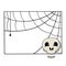 Square decorative frame with spider web, laughing skull, copy space, vector cartoon
