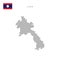 Square dots pattern map of Laos. Laotian dotted pixel map with flag. Vector illustration