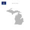 Square dots pattern map of Michigan. Dotted pixel map with flag. Vector illustration