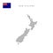 Square dots pattern map of New Zealand. Kiwi dotted pixel map with flag. Vector illustration