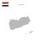 Square dots pattern map of Yemen. Yemeni dotted pixel map with flag. Vector illustration
