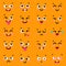 Square emoticon emoji set. of colorful emoticons, flat backgound. face design icons . Different emotions collection