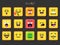 Square Emoticons Yellow Emoji faces emoticon smile, digital smiley expression emotion feelings, chat cartoon emotes