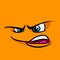 Square emotion icon face anger orange cartoon illustration