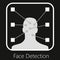 Square facial recognition identification scan line art vector icon for apps and websites