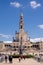 Square with faithful in front of the Sanctuary of Fatima in Portugal on a sunny day