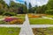 Square fields in Citadel park full of tiny colorful flowers
