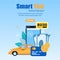 Square Flat Banner Smart Taxi. Online Payment.