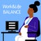 A square flat vector image of a pregnant woman having a stress situation in the office. Life and work balance.