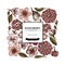 Square floral design with colored hibiscus, plum flowers, peach flowers, sakura flowers, magnolia flowers, camellia