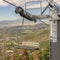 Square Focus on chairlifts in Park City Utah ski resort during off season in summer