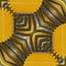 square format pattern and design of metallic mobius ring with yellow grey black and white striped patterns