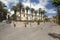 Square with fountain near the church of the Immaculate Conception in La Laguna town on Tenerife island