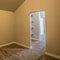 Square frame Empty room with carpet floor and view of closet through doorway without door