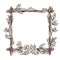 Square frame made of branches with roses and flower buds. Decorative outline element for design work in the boho style