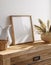 Square frame mockup in rustic interior