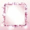 a square frame with pink crystals on a pink background