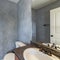 Square frame Small bathroom interior with faux paint concrete wall