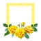 Square frame with yellow realistic roses.