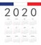 Square french 2020 year vector calendar