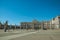 Square in front the Royal Palace with iron fence at Madrid