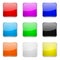 Square glass buttons. Colored set of 3d icons