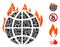 Square Global Warming Fire Icon Vector Collage