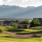 Square Golf course and residential area overlooking the lake mountain and valley