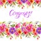 Square greeting card with abstract flowers and the inscription: `Congratulations!`