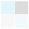 Square grid paper Notebook sheet texture cell template set. Vector illustration. Squared blank sheet with blue, gray