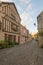 Square with half-timbered houses, in the medieval village Noyers-sur-Serein