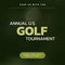 Square image of annual us golf tournament over dark green background
