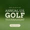 Square image of annual us golf tournament over green background