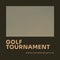 Square image of golf tournament on grey background with black frame