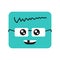 Square intelligent character in glasses color line icon. Mascot of emotions.