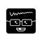 Square intelligent character in glasses color line icon. Mascot of emotions.