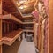 Square Interior of food cold storage with wooden racks and insulated wall and ceiling